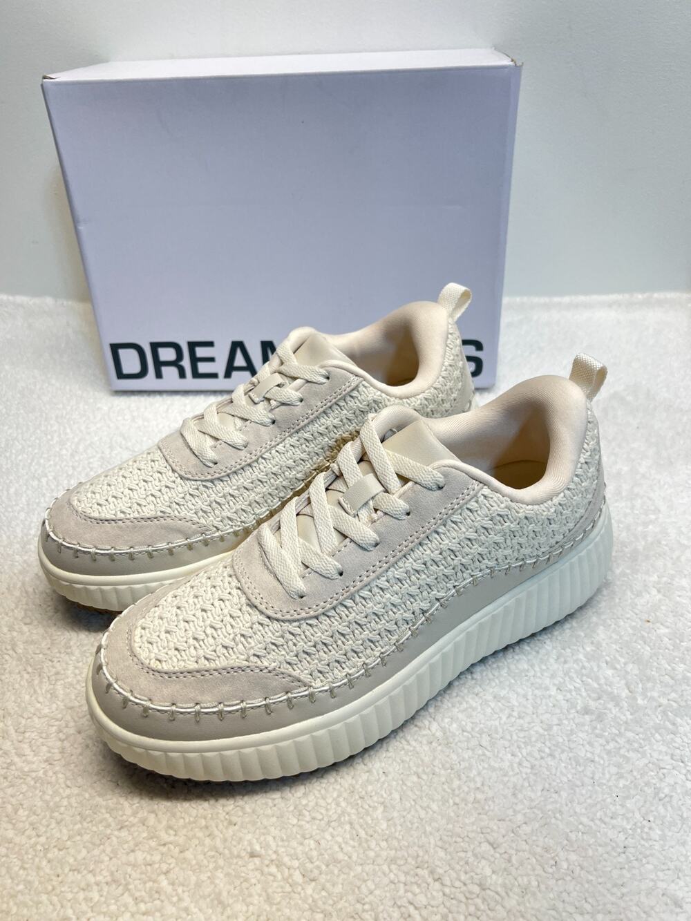 NEW DREAM PAIRS Women Sneakers Platform Chunky City Tweed Shoes Beige Sz 9.5WIDE